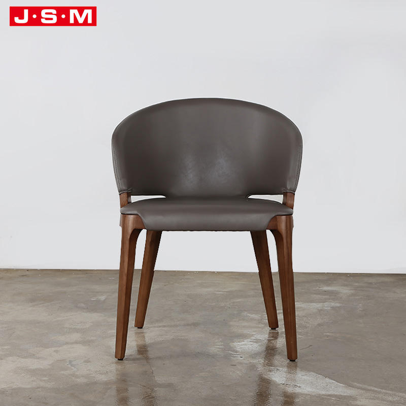 European Style Dining Leather Chair Home High Back Dining Chair With Wooden Legs
