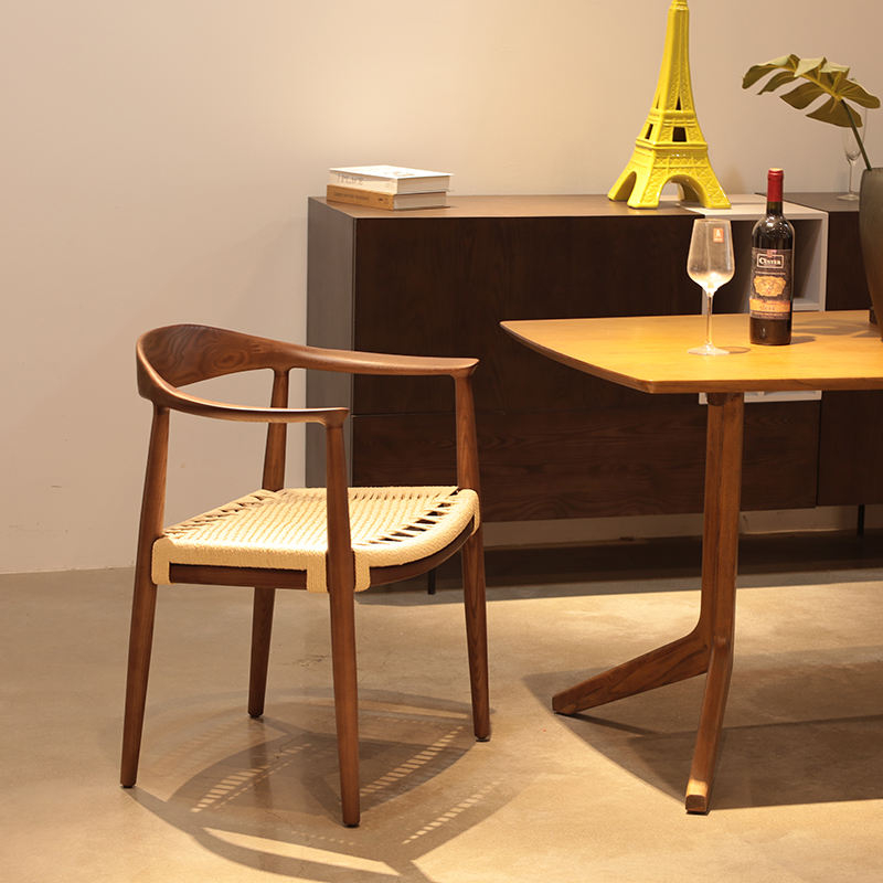 Wholesale Paper Rope Woven Wood Dining Chairs Restaurant Dining Chair