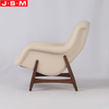 Nordic Living Room Sofa Chair White Fabric Solid Wood Frame Armchair