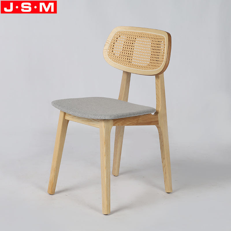 Restaurant Home Furniture Plastic Rattan Back Dining Chair With Ash Timber Frame