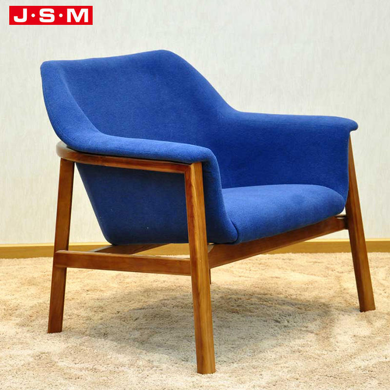 Home Furniture Fabric Cushion Seat Leisure Chair High Back Wooden Leg Armchair