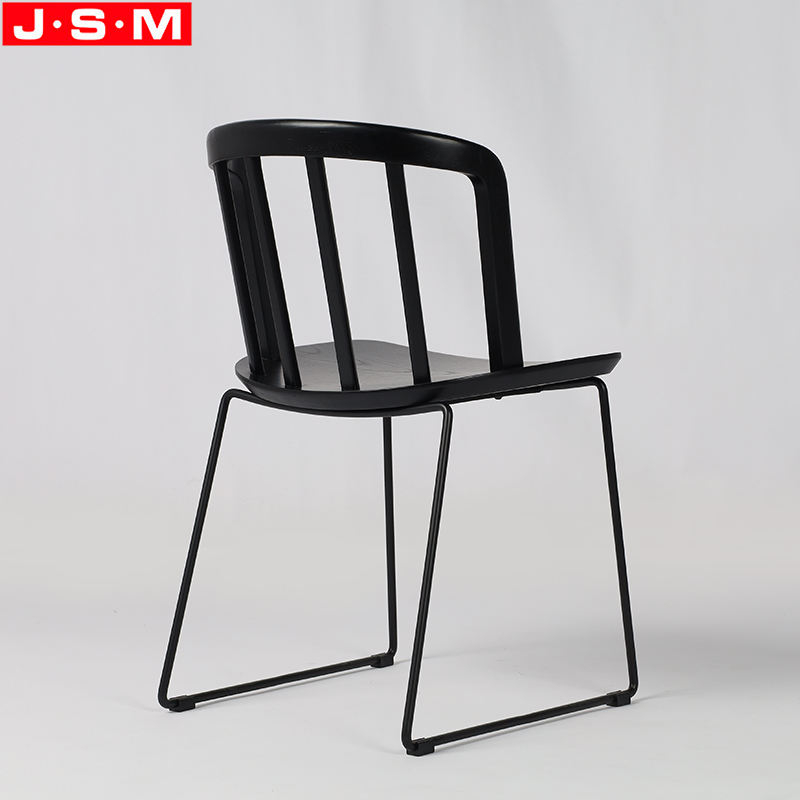 Chinese Style Dining Chairs Timber Wooden Seat Top Restaurant Chair With Metal Legs
