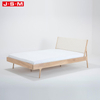 Nordic Square Shape Foam Fabric Headboard Wooden Adults Double Bed
