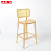 Nordic Bent Wood Seat Plastic Rattan Back Ash Timber Frame Counter Stools