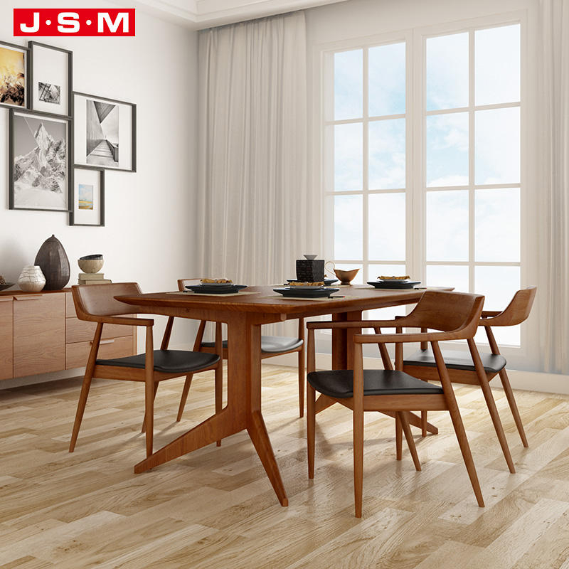 Nordic Wedding Antique Solid Wood Glass Revolving Industrial Large Dining Table 8 Chairs Set