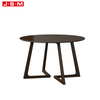 Luxury Space Saving Solid Wood Round Round Black Glass Room Dining Table Set