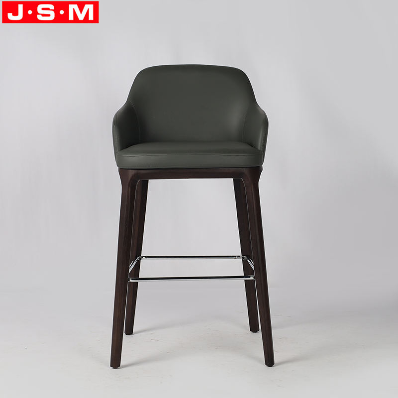 High Nordic Tall Wooden Comfortable Stool High Back Rustic Bar Chair With Backrest