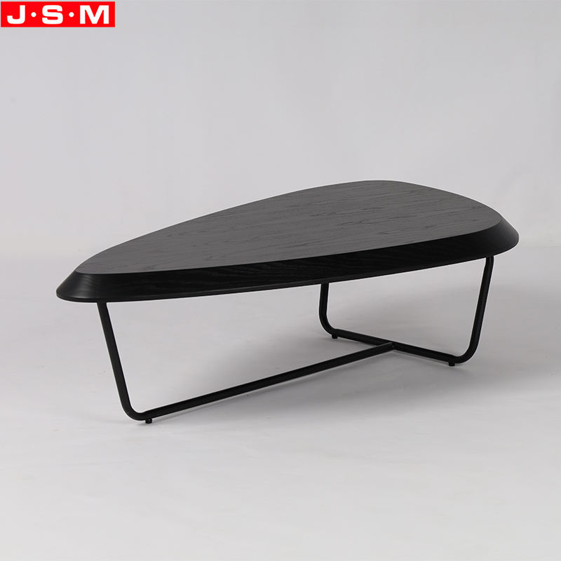 Modern Cocktail Living Room Metal Base Desktop Ash Timber Table Top Tea Table