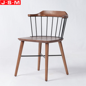 Factory Made Vintage Cafe Shop Iron Backrest Simple Style Wooden Restaurant Dinning Chairs