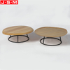 Customized Color And Size Coffee Table Metal Leg Buff Veneer Top Tea Table