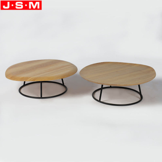 Customized Color And Size Coffee Table Metal Leg Buff Veneer Top Tea Table