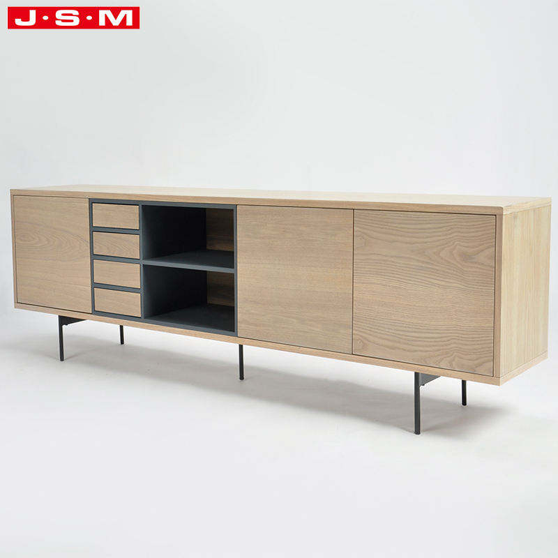 High Quality Big Living Room Oak Melamine Metal Base Stand Console Tv Cabinet