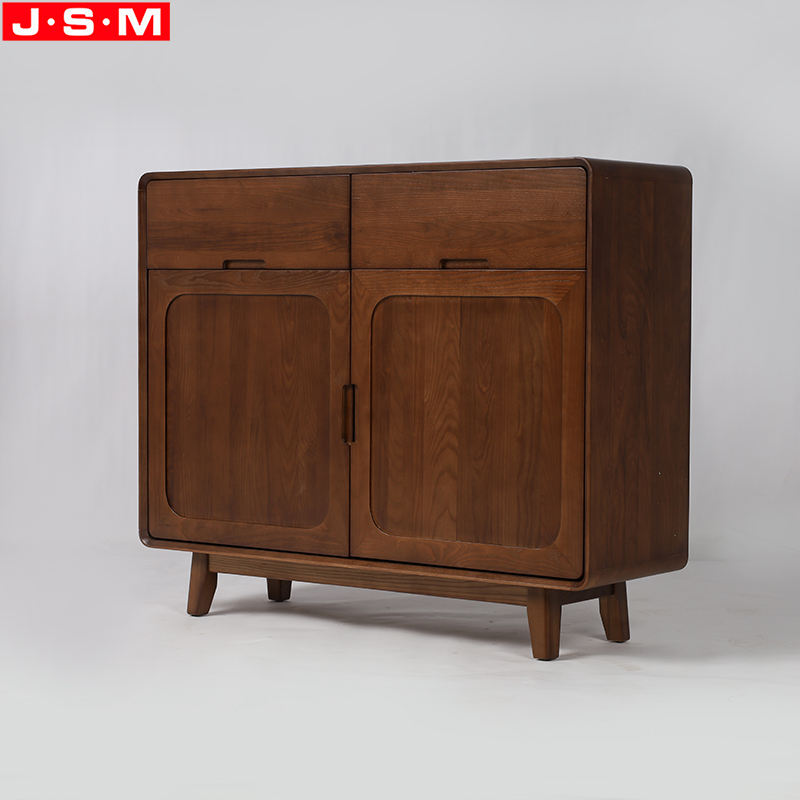 Custom Rustic Style Veneer Ash Timber Frame Wooden Brown Living Room Cabinet