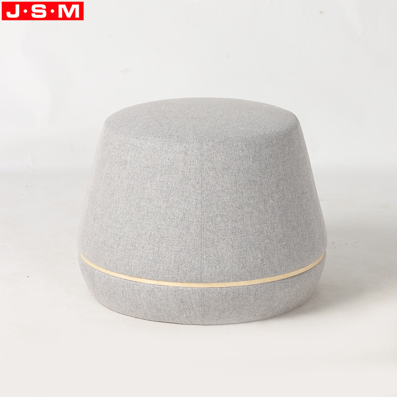 Modern Home French Style Fabric Upholstery Footstool Round Stool Ottoman wooden frame with Fabric or PU upholstery