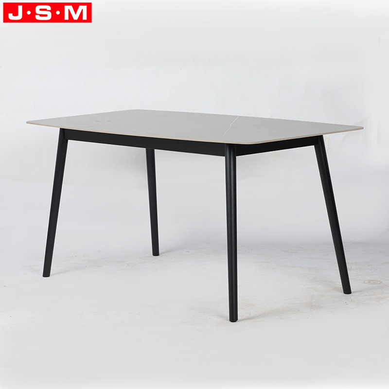 Ceramic Top Wood Dining Table Tempered Glass Top Dining Room Table