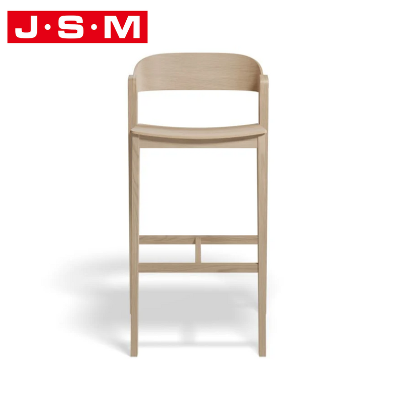 Brown Wood Veneer Metal Ash Timber Frame Seat High Chair Modern Bar Stools