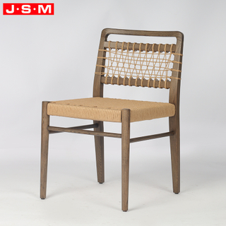 Rusticcafefurniture Sillas De Comedor Nordic Solid Wood Dining Chair American Paper Rope Back and Seat Wooden Dining Chair