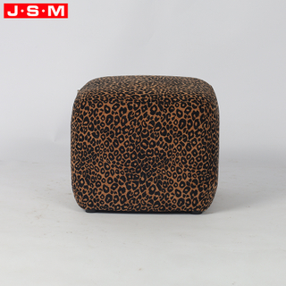 Nordic Contemporary Minimalist Style Luxury Small Low Stool Living Room Cushion Seat Square Shape Leopard Pattern Ottoman Stool
