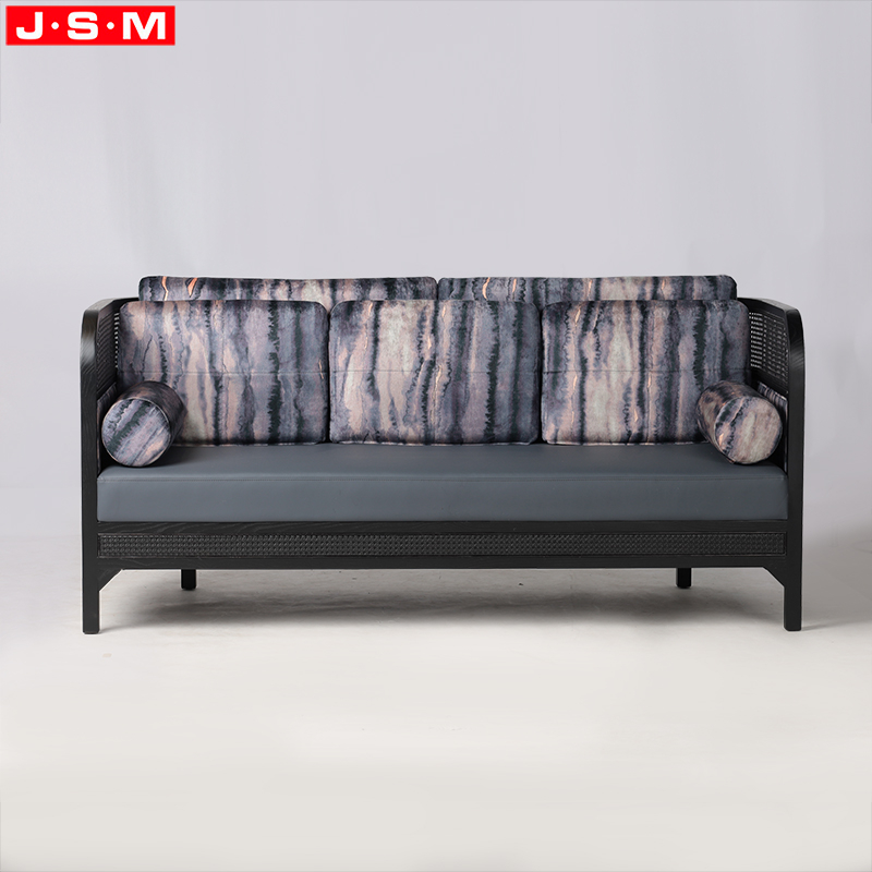 Modern New Customized Design American Ash Frame Artificial Rattan Upholstery Fabric Living Room Sofa