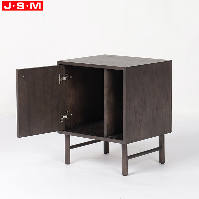 Plywood with Veneer Hot Sale Wooden Modern Metal Base Bedside Table Nightstand