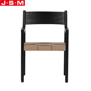 American Ash Frame Solid Wood Material Mid Century Style Customize Color Hard PU Leather Woven Seat