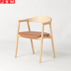 Simple Style Hotel Indoor Cushion Seat Chair Ash Timber Frame Dining Chair With Armrests