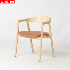 Simple Style Hotel Indoor Cushion Seat Chair Ash Timber Frame Dining Chair With Armrests