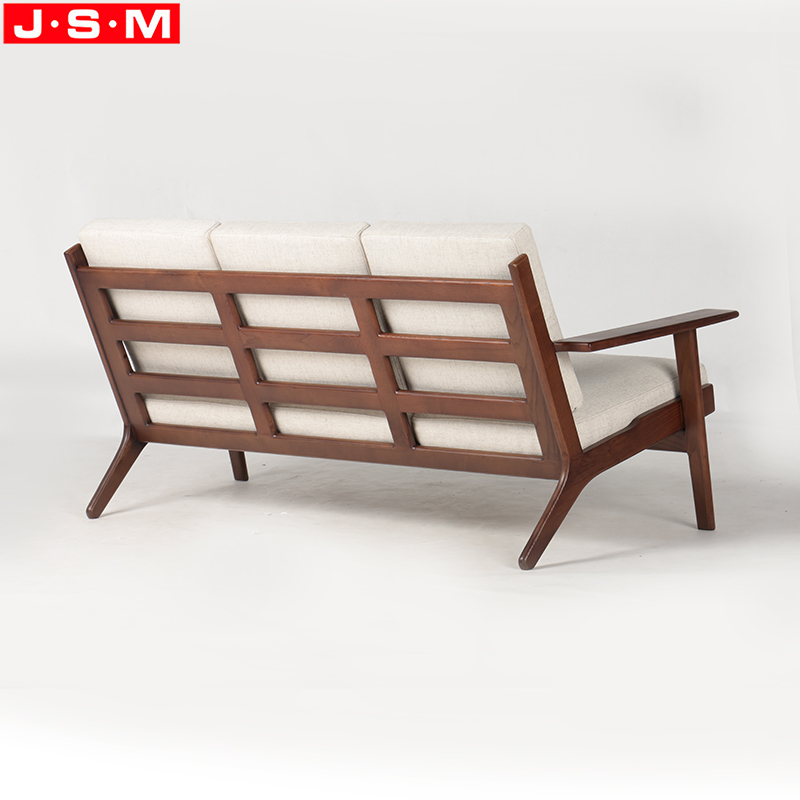 Wholesale North America Style Three Seater Sofa Modern Ash Timber Base Wooden Leisure Sofa For Living Room