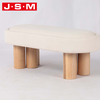 Nordic Style Bedroom Bench Wood Legs Upholstered Fabric Bench Seat