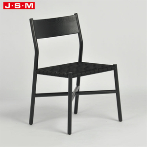 Classic Design Woven Leather Pu Black Solid Wood Slim Restaurant Pu Dining Chairs