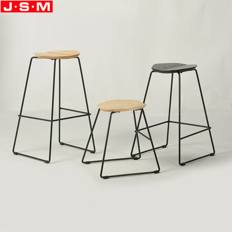 Wholesale Ash Timber Top Seat Not Stackable Barstool With Footrest