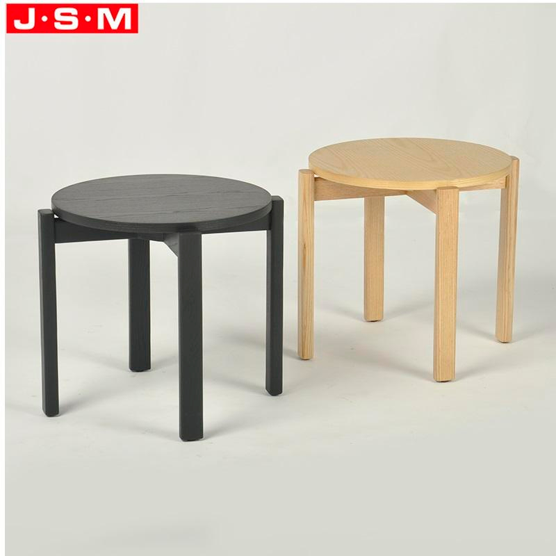 Simple Wooden Stackable No Backrest Low Bar Stool Without Footrest