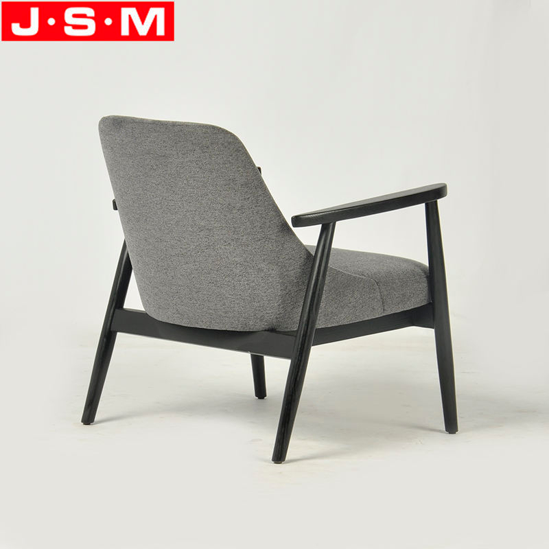Customizable Dark Gray Leisure Chair Wooden Frame Upholstered Ash Timber Base Lounge Armchairs