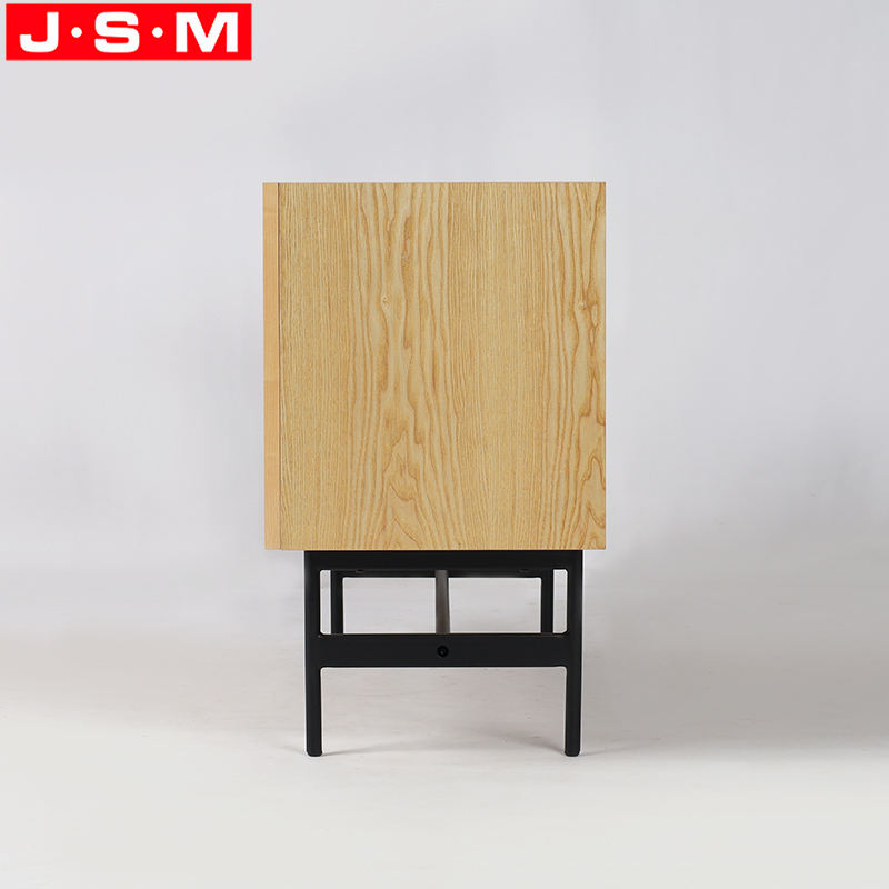 Metal Base Wooden Veneer Carcase TV Storage Cabinet For Living Room