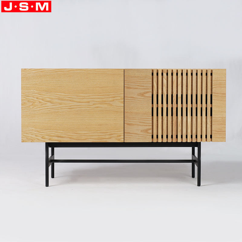 Metal Base Wooden Veneer Carcase TV Storage Cabinet For Living Room