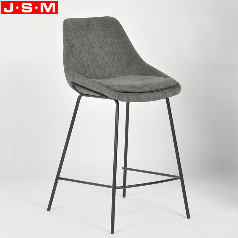 Vintage Kitchen Outdoor Counter High Metal Leg Black Upholstered Bar Stool
