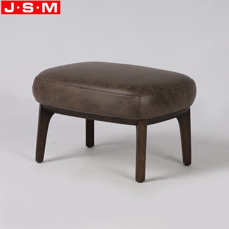 Hot Sale Ash Timber Bedroom PU Leather Stool Fabric Ottoman Chair