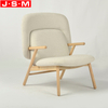 Modern Customized Home Office Bedroom Armchair Wooden Frame Beige White Arm Chair