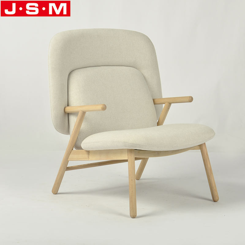Modern Customized Home Office Bedroom Armchair Wooden Frame Beige White Arm Chair