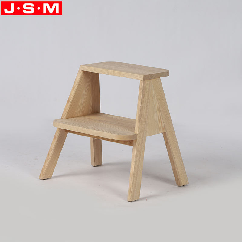 High Quality Oak Ash Timber Wood 2 Steps Ladder Stool Adult Kitchen Stool Chair