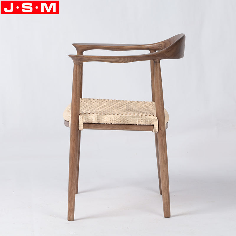 Paper Rope Seat Wood Dining Chair For Waiting Dining Room Restaurant