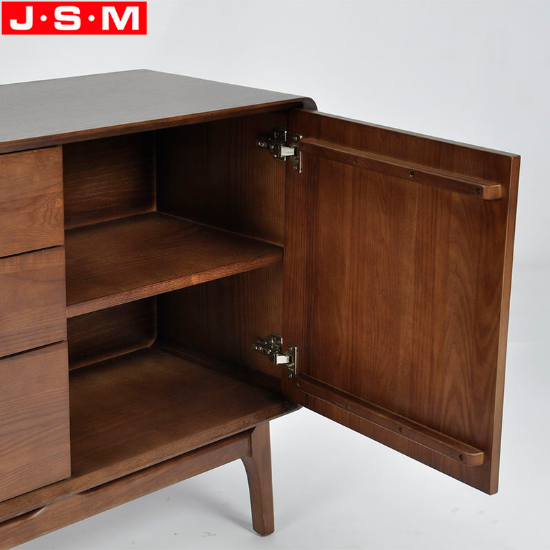 Brown Ash Timber Base Wooden 3 Drawer 2 Door Living Room Cabinet