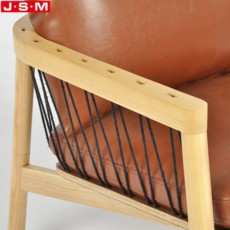 Modern Lounge Living Room Outdoor Garden Wood Frames Leather Upholstered Armchair