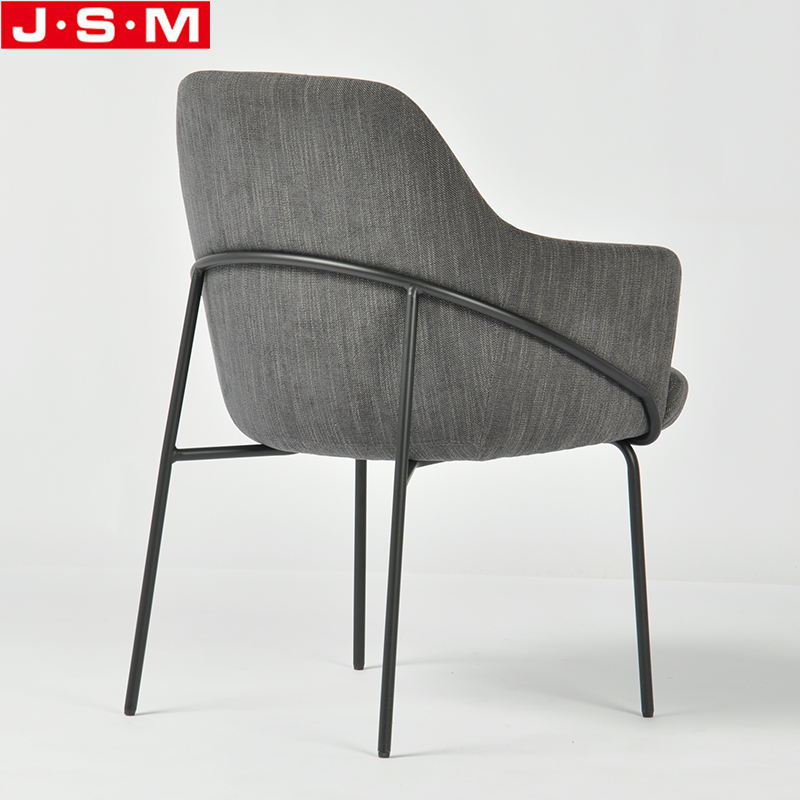 Italian Designs Kitchen Black Upholstered Legs Dining Chair With Arm Rest