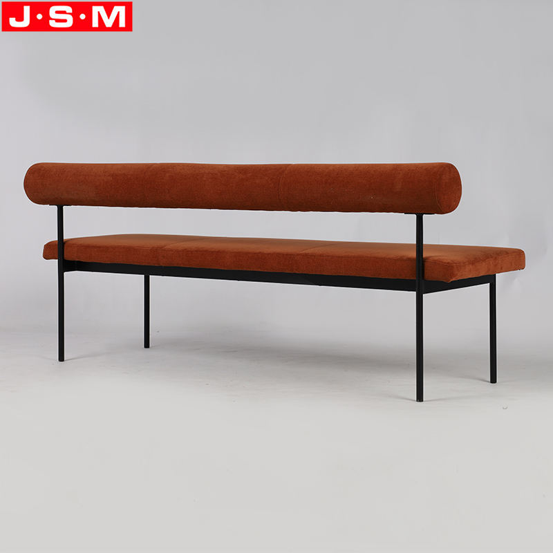 Modern L Shape Long Chair Livingroom Wooden Frame Metal Legs Bench Chairs