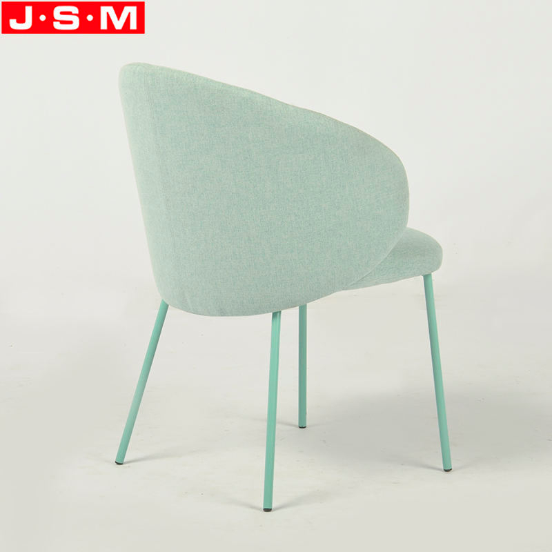 High Quality Wooden One Seat Light Green Low Back Metal Base Dining Chair