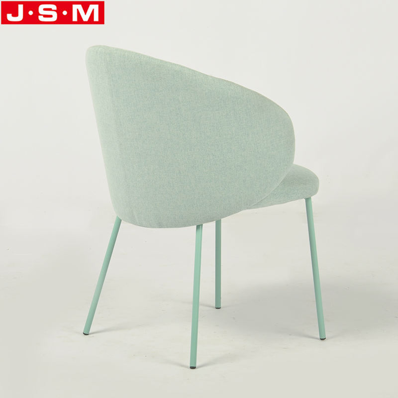 High Quality Wooden One Seat Light Green Low Back Metal Base Dining Chair