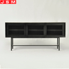 Hot Sale Metal Base Tempered Glass Decoration Living Room TV Cabinet With Sliding Door