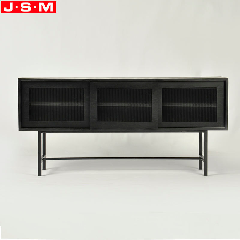 Hot Sale Metal Base Tempered Glass Decoration Living Room TV Cabinet With Sliding Door
