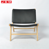 Modern Leisure Artificial Leather Seat Ash Timber Wooden Armchair